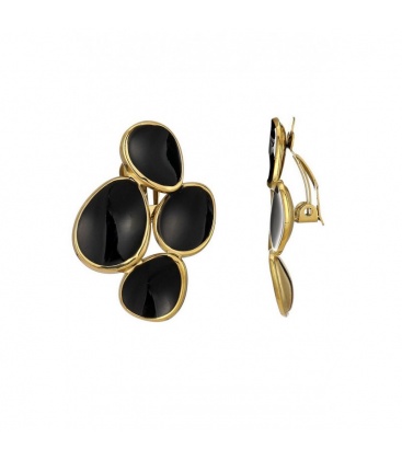 Zwarte oorclips met een goudkleurige rand rondom