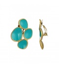 Turquoise oorclips met goudkleurige randen