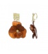 Oorclips bruin met een bloemen hanger en een vierkant oor stukje