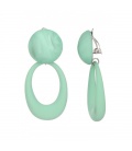 Licht groene oorclips met een ovale hanger