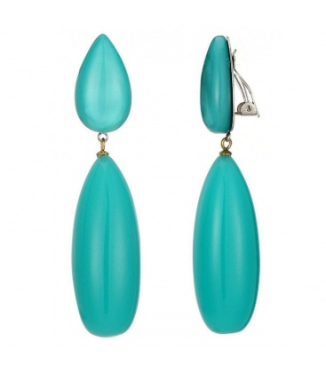 Turquoise oorclips van hars