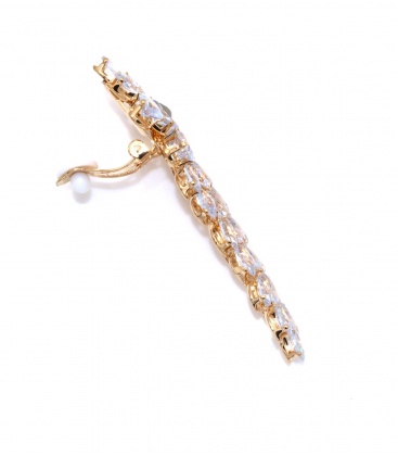 Goudkleurige oorclips gevuld met heldere zirconia steentjes