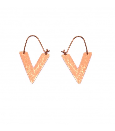 Rose gold oorhangers met gehamerd motief