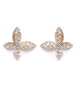 Prachtige goudkleurige oorclips met zirconia steentjes gevuld