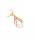 Rode oorclips met een dubbele hanger en heldere strass steentjes