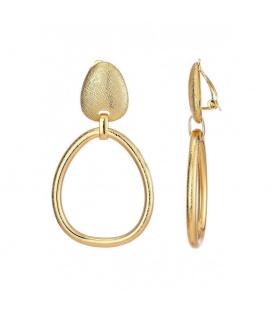 Goudkleurige oorclips met geribbeld motief 