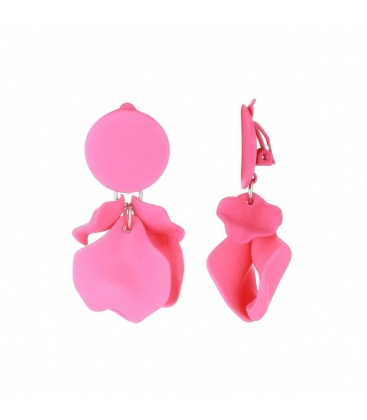 Fuchsia roze oorclips met hangers