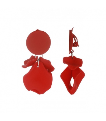 Oorclips rood met mooie hangertjes