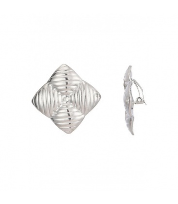 Zilverkleurige oorclips met een streep design