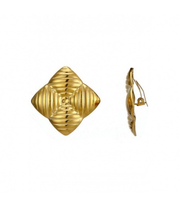 Goudkleurige oorclips met een streep motief