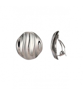 Zilverkleurige oorclips met een golvend patroon