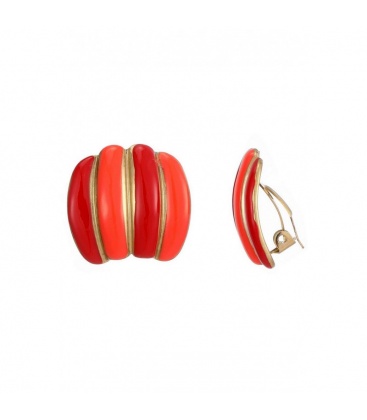 Rood met oranje oorclips en goudkleurige strepen