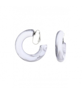 Oorclips wit met grijze creolen