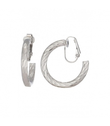 Oorclips zilverkleurige met ribbelstructuur in de vorm