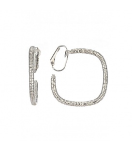 Oorclips zilverkleurig met vierkante vorm en spiraaltextuur