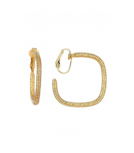 Oorclipgoudkleurig met spiraaltextuur en een vierkante vorm