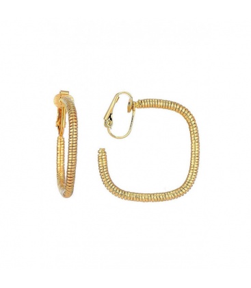 Oorclipgoudkleurig met spiraaltextuur en een vierkante vorm