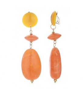 Oorclips oranje met marmerlook