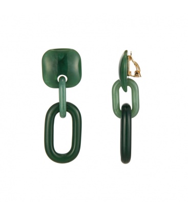 Oorclips met groene schakels en vierkante bovenkant