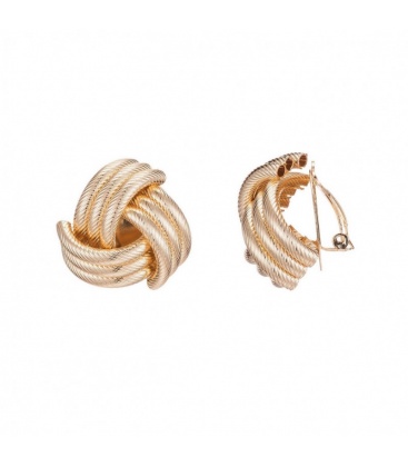 Oorclips goudkleurig met gevlochten structuur 