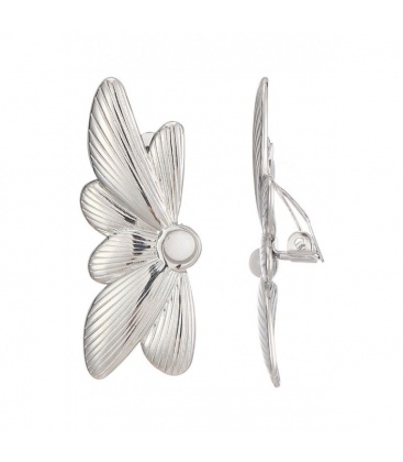 Trendy zilverkleurige oorclips met een klein pareltje