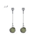 Zilverkleurige oorhangers met een groen agaat steentje
