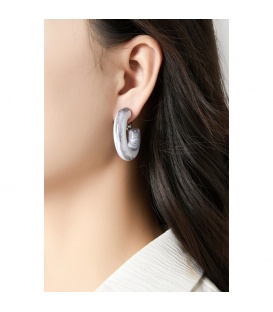 Oorclips wit met grijze creolen