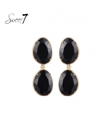 Oorbellen met dubbele zwarte cat eye stenen