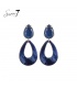 Oorbellen met navy blauwe steen en een ovale hanger