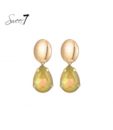 Oorbel met iriserende steen en mat oorstukje