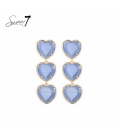Blauwe oorhangers met 3 harten en cat eye stenen
