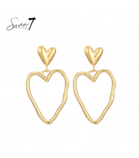 Goudkleurige harten oorhangers