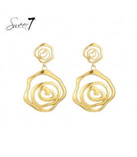 Goudkleurige oorhangers met dubbele spiralen
