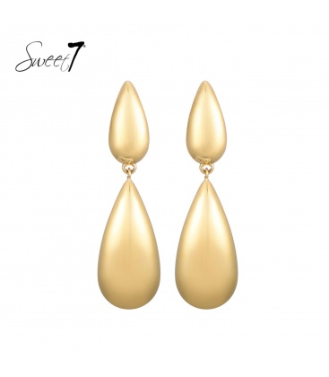 Goudkleurige oorhangers in dubbele druppel vorm 