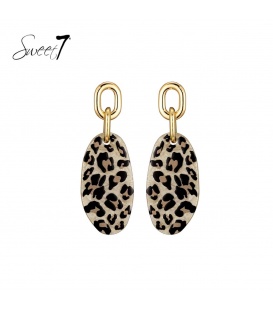 Trendy oorhangers met luipaardprint en goudkleurige schakels