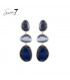 Blauwe oorhangers met cat eye stenen en goudkleurige omlijsting