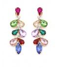 Oorclips met kleurrijke kristallen en goudkleurige accenten