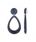 Oorclips in navy blauw met druppelvormige hanger
