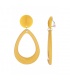 Oorclips in geel met open druppelvormige hanger
