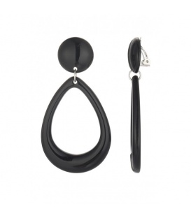 Oorclips zwart met open ovale hanger