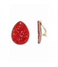 Oorclips rood met glas steentjes en een goudkleurige rand