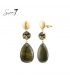 Oorclips olijfgroene hanger met goudkleurig detail