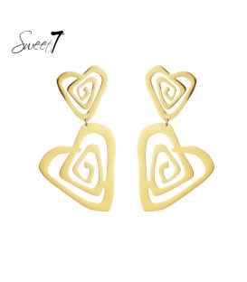 Goudkleurige oorhangers met twee open harten
