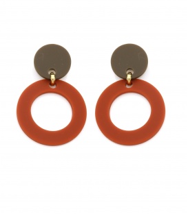 Oorclips met matte roestkleur en bruin oor stukje