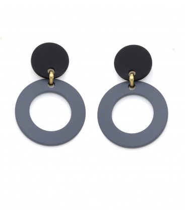 Oorclips met zwarte knop en grijze cirkel