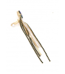 Oorclips blauw met strengen van glas steentjes