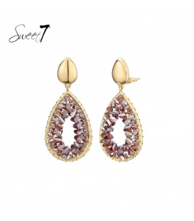 Oorclips bruin met warm kleurenspel en goudkleurige accenten