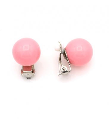 Oorclips roze parel en zilverkleurige clip