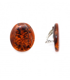 Oorclips in oranje-bruin met een marmer look van Culture Mix 