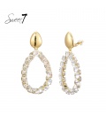 Oorclips met heldere strass steentjes en goudkleurige top